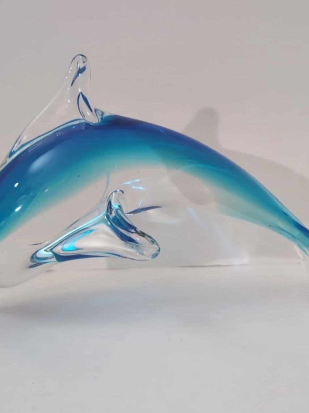 Blue Glass Dolphin Figurine Decorative Accent